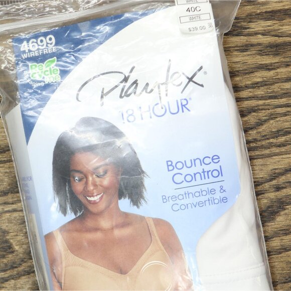NWT Playtex 18 Hour Bounce Control Convertible Wireless Bra 4699 White 40C - Picture 4 of 5